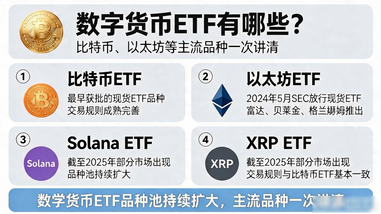数字货币ETF有哪些？比特币、以太坊等主流品种一次讲清