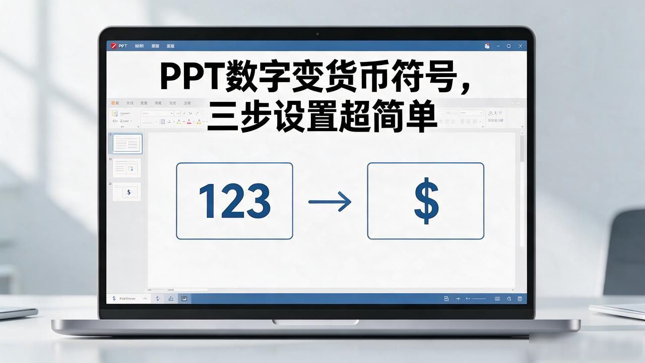 PPT数字变货币符号，三步设置超简单
