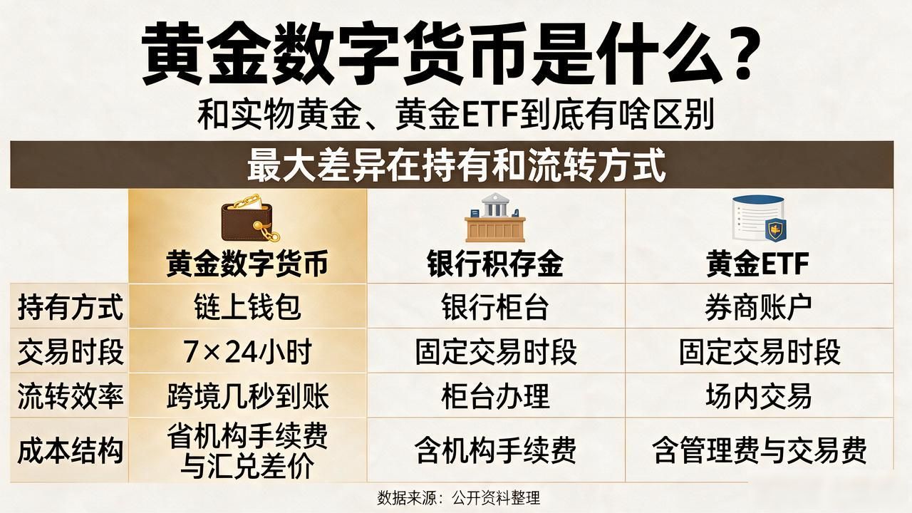 黄金数字货币是什么？和实物黄金、黄金ETF到底有啥区别