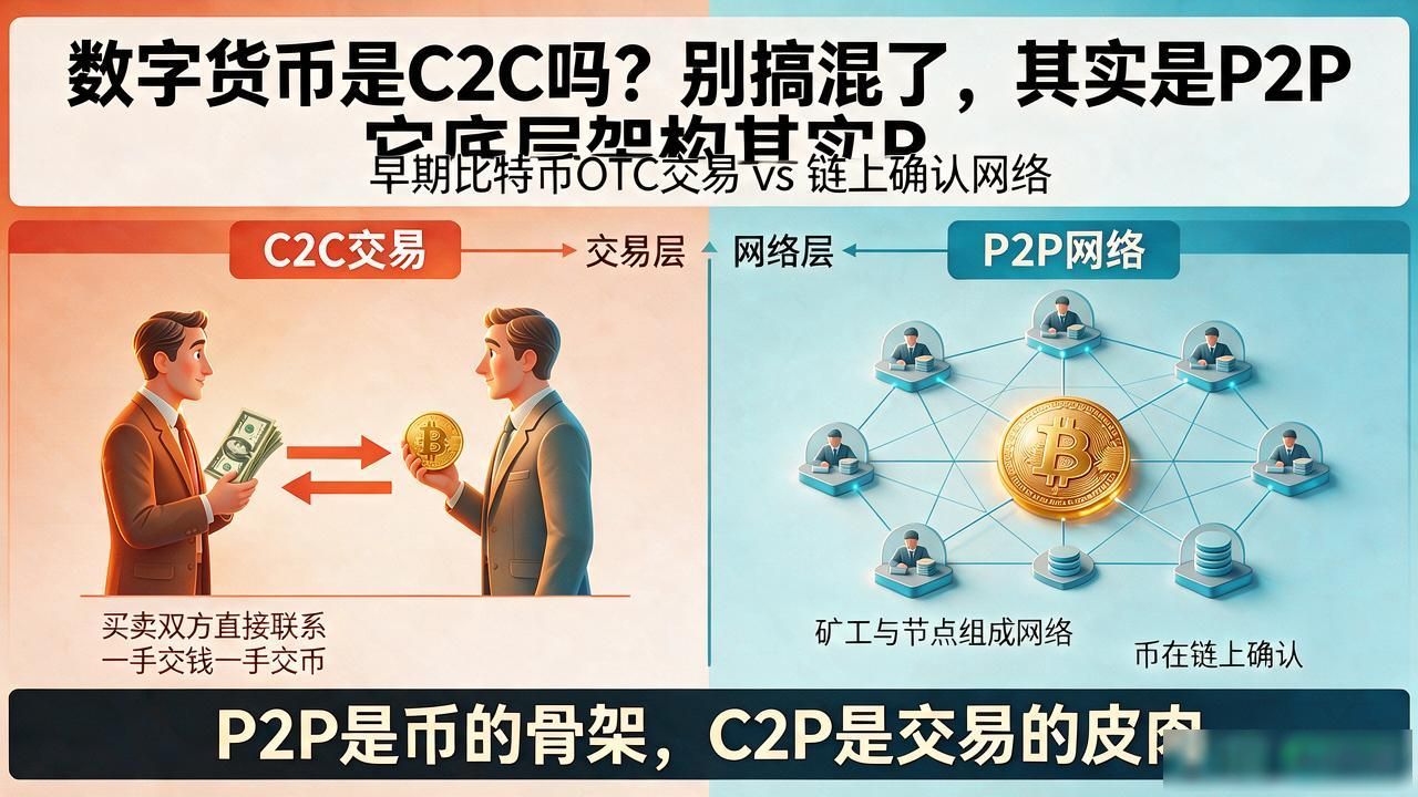 数字货币是C2C吗？别搞混了，它底层架构其实是P2P
